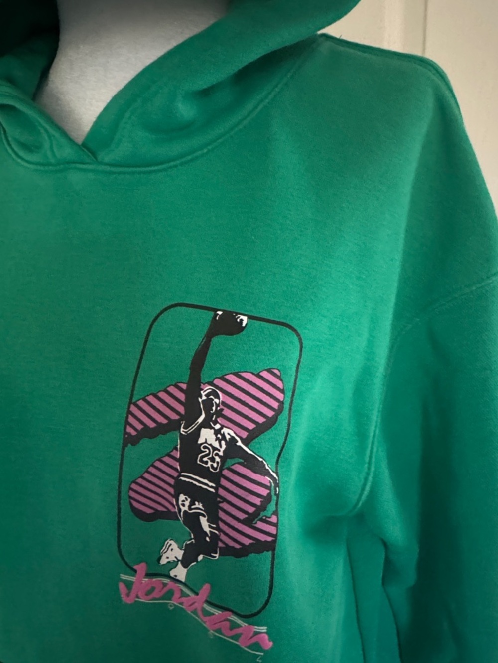 Jordan Green Hoodie with Pink Jumpman Accent - Picture 2 of 7